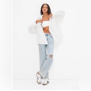 GAP Women's Low Stride, Light Blue Wide leg, raw hem jeans.